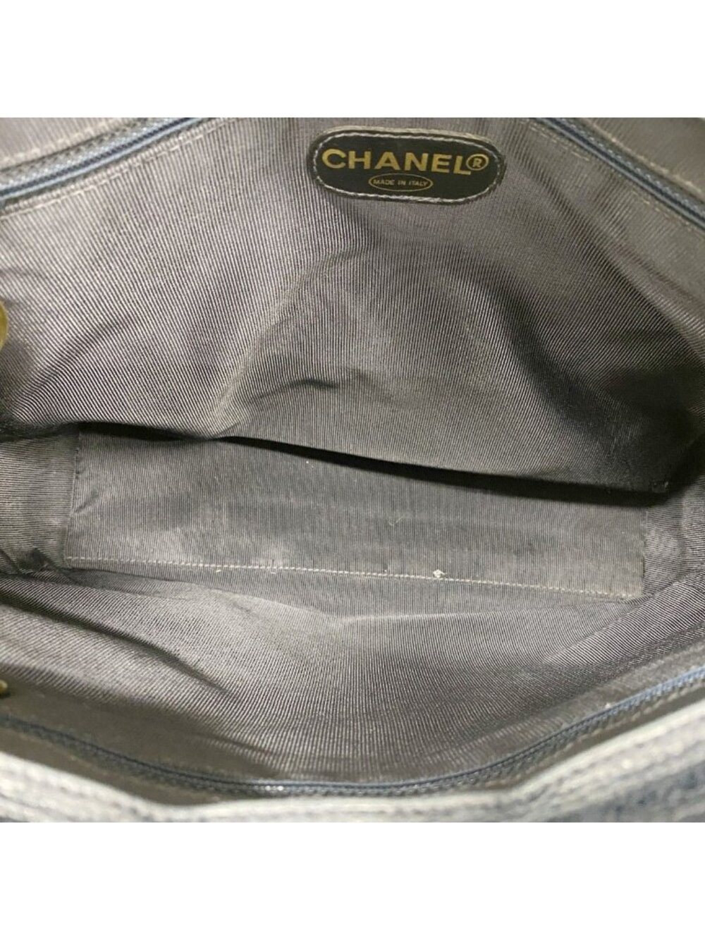 Chanel Chain Tote Triple Coco Caviar Leather Navy Gold - Picture 4 of 10